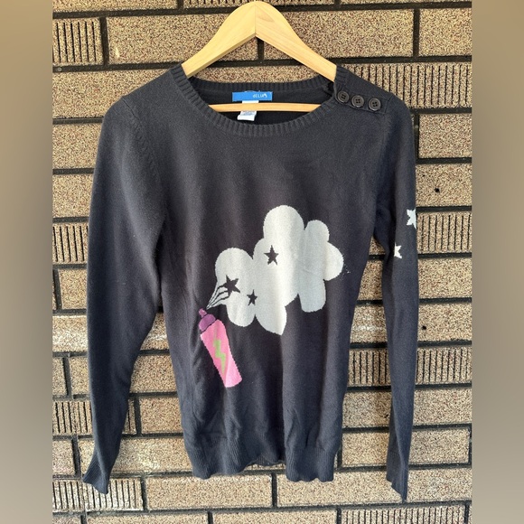 Delia’s Vintage Hair Spray 90’s Acrylic Black Sweater Women’s size Small - Picture 1 of 7